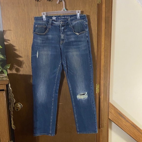 Arizona Jean Co Ultra Flex Men’s Jeans Size 32x30 Straight Leg Blue Distressed - Picture 1 of 7